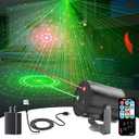 Disco Ball Party Light, mini red Green Cylinder DJ RGB LED Laser Light with Voice Remote Control, ABS Strobe Stage Lighting, New Years/Carnival/Club/bar/Birthday/KTV/Home Room Decoration Projector.