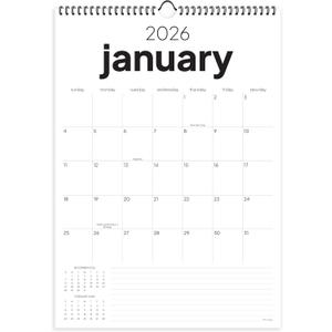 Wall Calendar 2026-2027, 18 Months, Runs from January 2026 to June 2027, 17" x 12" Large Wall Calendar with Hanger, Thick Paper and Spiral Binding. Simple and Stylish Aesthetic Design.