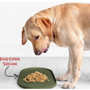 Dog Food Mat - Waterproof Dog Bowl Mat, Silicone Pet Mat for Food and Water Bowls Green