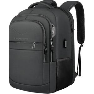 Travel Backpack, Large Carry on Backpack, 17 Inch Laptop Bag, Big Sturdy TSA-Friendly with USB Port College School Rucksack Bag, Gifts for Him Men Women, Black