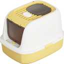 Cat Litter Box with Scoop, Front Entry Covered Litter Box with Lid, Top Exit Kitty Litter Box, Easy to Clean Durable Plastic Litter Pan, Ideal Size for Small to Medium Cats 20.61614.3Yellow