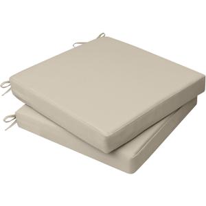 AAAAAcessories Outdoor Seat Cushions for Chairs, Waterproof, Fade-Resistant, 20" x 20" x 3", Patio Furniture Replacement Cushions, Set of 2, Beige