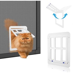 Cat Screen Door for Sliding Screen Door Pet Screen Door with Flap Lockable Suitable for Small Dog and Cat-White (8.3" X 10.3"(white))