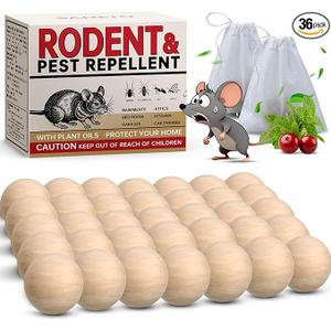 Mouse Repellent 36 Balls, Peppermint Rodent Repellent for Indoor & Outdoor Use, Long-Lasting Safe Mice Deterrent, Natural Effective Moth Balls for Rodent Control for Home, Car & Garden