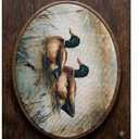 e Mallard Duck Wall Art Decor, Vintage Country Duck Hunting Round Wood Framed Canvas Wall Artwork, Nature Wildlife Waterfowl Hanging Prints for Nursery Boy Bedroom Decorations 