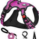NESTROAD No Pull Dog Harness,Adjustable Oxford Dog Vest Harness with Leash,Reflective No-Choke Pet Harness with Easy Control Soft Handle for Large Dogs(X-Large,Fuchsia Pink) (XLneck 17-25" chest 21-35")