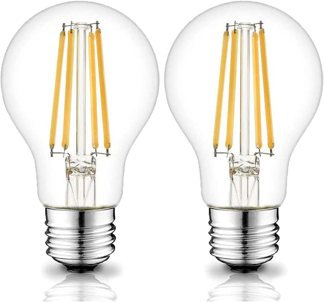 12 Volt Edison Bulb E26 12V LED Bulb Warm White 2700K 60W Equivalent, 12V 24V 36V Low Voltage Vintage Bulbs A19 12Volt LED Filament Bulbs for RV, 2 Pack