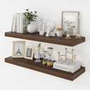 Acovy 30 Inch Floating Shelves, 9.3" Deep Floating Shelf Wall Mounted, 30" Wall Shelves, Rustic Deep Bookshelf, Large Display Shelves & Storage Shelves for Bedroom, Living Room, Walnut, Set of 2