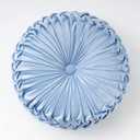 vctops Solid Velvet Seat Cushions Round Floor Pillows Thicken Chair Cushions Pleated Chair Pads Seat Pad Throw Pillows for Bedroom Living Room (Light Blue,Diameter 14")