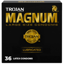 TROJAN Magnum Lubricated Large Condoms, Comfortable and Smooth Lubricated, America’s Number One Condom, 36 Count Pack
