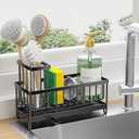 Cisily Black Sponge Holder for Kitchen Sink, Sink Caddy Organizer with High Brush Holder, Kitchen Countertop Organizers and Storage Essentials, Rustproof 304 Stainless Steel, Soap Dispenser Organize