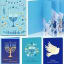 AmazingSpark 4 Set Hanukkah Gift Card Booklet Cardboard Mini Chanukah Money Holder Book for Cash David of Star Surprise Money Card Sleeve Book Hanukkah Party Gift for Birthday Holiday Appreciation