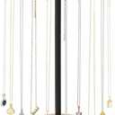 Mkono Necklace Holder Metal Jewelry Display Stand Necklace Organizer with 22 Hooks for Storage and Hanging Bracelet Keychain Home Room Decor for Women,Wood