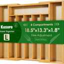 Kitsure Silverware Organizer - Expandable Bamboo Kitchen Drawer Organizer for Cooking Utensils and Cutlery, Sturdy & Thickened Kitchen Organizers and Storage Solution, Large, Natural