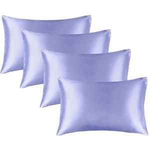 BEDELITE Satin Pillowcase for Hair and Skin, Super Soft Similar to Silk Pillow Cases 4 Pack with Envelope Closure, Cooling Pillowcases for Women Men (20"x40" King Size, Lilac)