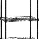5-Tier Wire Shelving Adjustable Shelves Unit Metal Storage Rack for Laundry Bathroom Kitchen Pantry Closet Organization (Black, 16.6" L x 11.4" W x 49.1" H)
