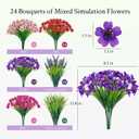 Der Rose 24 Bundles Artificial Flowers for Outdoors Fake Spring Flowers Plants UV Resistant for Home Garden Porch Window Wedding Decor