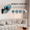 18 Inch Wall Mount Fan with Remote Control Wall Mounted Oscillating Fan with 3 Speed Settings, Adjustable Tilt and Timing for Bedroom 18in Metal Fans Blade Blue 1 Pack