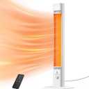 Outdoor Patio Heater with 9 Heat Levels, Wall Mounted Space Heater for Garage Backyard Room Indoor, 1500W Fast Electric Infrared Heater with Remote Control, 9H Timers, Waterproof, Child Lock, Large