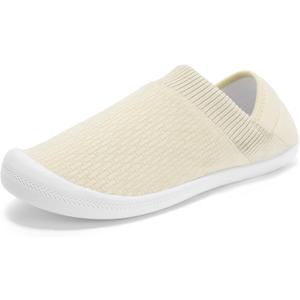 STQ Women's Slippers Indoor with Slip on Cozy House Shoes Non Slip Warm Loafers (6, Beige)