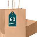 Bakepacker 60-Pack Small Size Gift Paper Bags with Handles Bulk 8.3"x6"x3.15" Brown Party Kraft Shopping Bags
