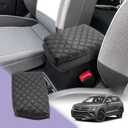 LUWU for 2022 2023 2024 2025 Volkswagen Taos Center Console Cover 2024 2025 Taos S/SE/SEL Accessories Armrest Cover Armrest Console Cover Soft Leather (Grid Black)