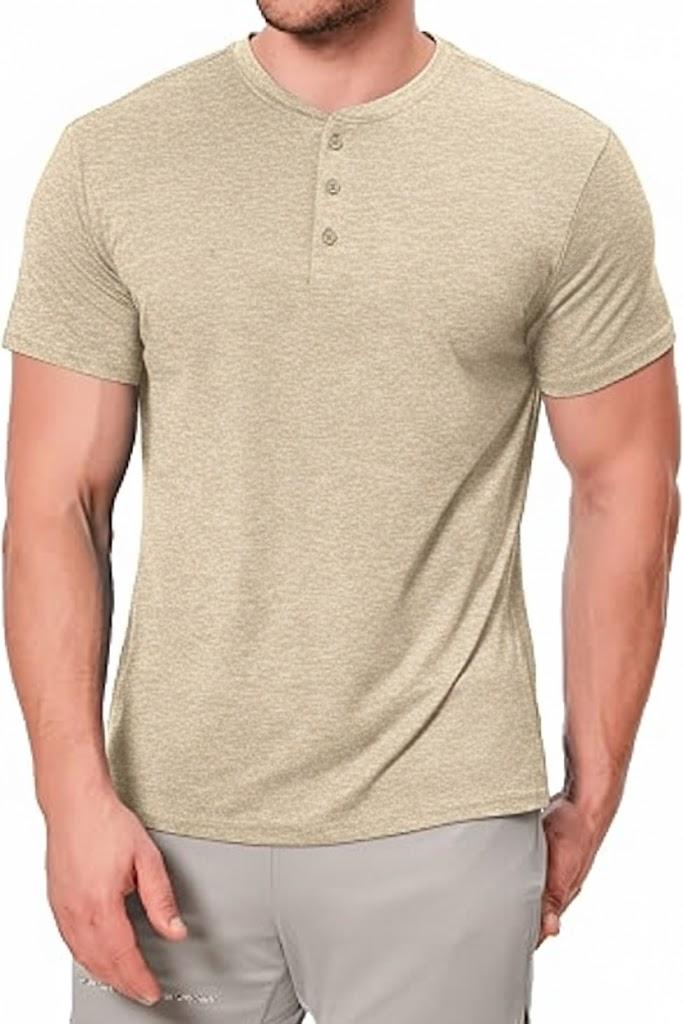 Mens Henley Shirt Dry Fit Tech 3 Button Slim Fit Quick Dry Gym Tshirt Short Sleeve Lightweight Casual T Basic Tee 2XL