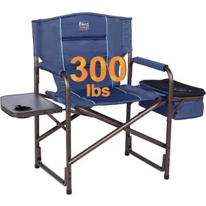 TIMBER RIDGE Folding Camping Chair with Cooler Bag, Director Chair Foldable with Side Table for Adults, Camp Chairs for Outdoor, Lawn, Sports, Fishing, Heavy Duty Supports 300lbs, Blue
