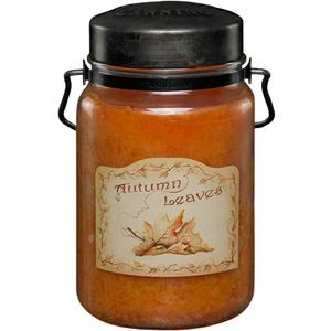 McCalls Candles | Autumn Leaves | 26 oz Scented Candle | USA-Poured | Vintage Rustic Jar with Carrying Handle | Hazelnut, Cinnamon Bark & Vermont Maple Fragrance