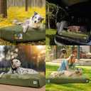Sytopia 42 Inch Canvas Indestructible Outdoor Dog Bed for Extra Large Dogs, Chew Proof Dog Bed with Waterproof Washable Removable Cover, Indoor Patio Pet Pad for Crate, Green