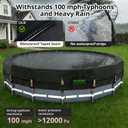 QH.HOME 550D 14 ft Pool Cover Round[Upgraded Tear Resistant & Quadruple Windproof] wth Pre-Installed Patented Winch and Rope, Pool Covers for Above Ground Pools-Snug Fit & Waterproof Protection