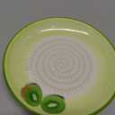 All-in-one Premium Ceramic Garlic Grater Plate 4-Piece Set - Kiwi Design, Classic Style - For Garlic, Ginger, Chocolate, and more! - Comes with 5.25" Plate, Peeler, Brush, and Stand