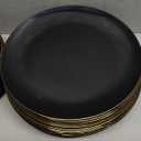 Supernal 350pcs Black & Gold Plastic Dinnerware Set, Elegant Black Plates with Golden Edges, Gold Plastic Silverware, Durable Tableware Perfect for Birthdays, Parties, Wedding, Celebration