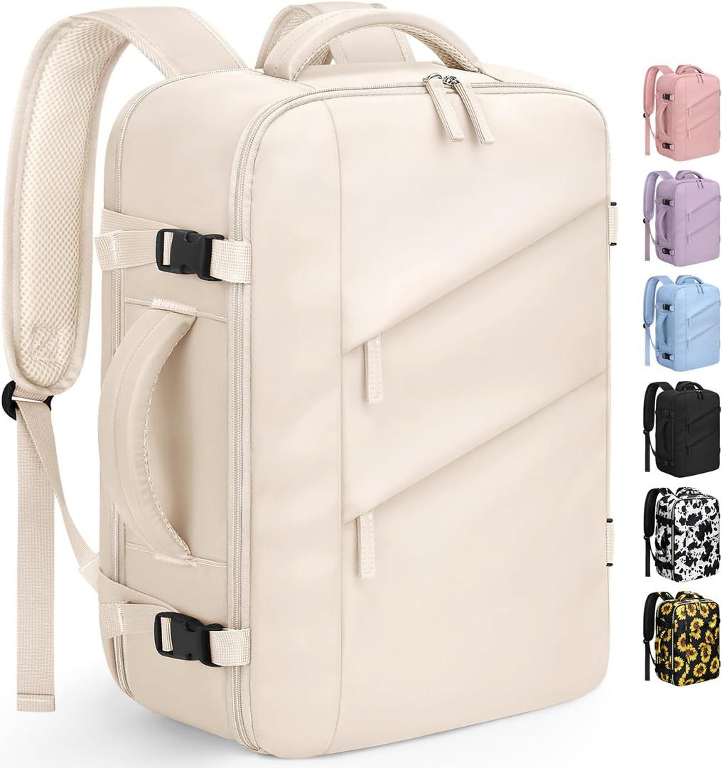 Capolo Travel Backpack for Women Men Waterproof Laptop Backpack Flight Approved Carry On Backpack Overnight Weekender Bag College Bookbag for Business, Work, Traveling Fits 15.6 '' Laptop,Beige