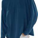 Yousify Womens Long Sleeve Oversized Tshirts Cotton Crewneck Casual Tunic Tops Trendy Loose Fit Basic Tees (Small, Dark Blue)