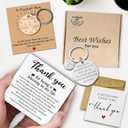 3 x Thank You Gifts for Coworkers, Teacher, Boss, Nurse, Employee, Pastor | Appreciation Gifts for Going Away, Retirement, Thanksgiving Desk Decor with Plaque, Pocket Hug, Keychain, Card FF751, 4.7"x4.7"