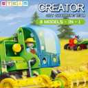 153PCS 8-in-1 Creative Farm Theme DIY Truck Model Building Toy Steam Educational Self Assembly Vehicle Block Toys for Children