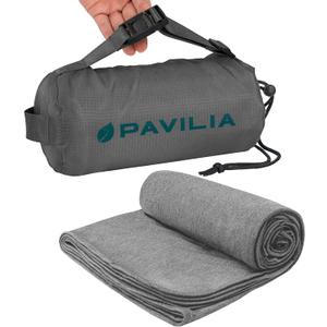 PAVILIA Travel Blanket Airplane Compact with Bag, Soft Packable Plane Blanket Kids Adults, Portable Camping Flight Essentials, Travelers Gifts Accessories, Luggage Backpack Strap, 65x40 Gray