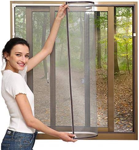 NeatiEase Adjustable DIY Magnetic Window Screen Max 60” x 48” Fits Any Size Smaller with White Frame Fiberglass Mesh