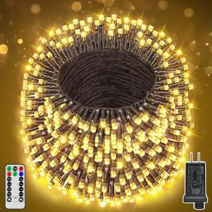 Ccinny 394FT 1200 LED Christmas Lights Outdoor, Warm White Christmas Tree Lights Plug in, 8 Modes Twinkle String Light for Bedroom Wedding Party Ceiling Xmas Home Decorations