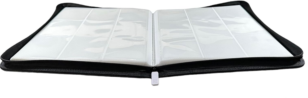 9 Pocket Trading Card Zip Binder Album - 360 Side Loading Pockets - Premium 20 White Pages
