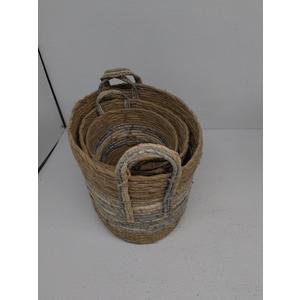 Striped with Handles Baskets 3 Pack 11x17, 10x13, 9x11 Inch
