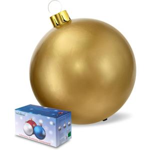 Inflatable Christmas Ornaments, 18" or 25" Oversized Outdoor Christmas Ball Ornaments, Holiday Yard Christmas Tree Decorations, Indoor and Outdoor Decoration Balls (18 inch, Gold)