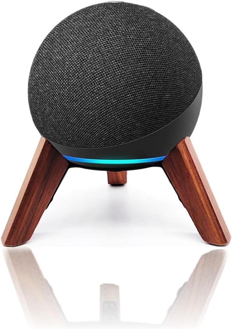 Real Wood Stand for Echo Dot (5th Gen)(4th Gen),Tripod Accessories Protect Speaker for Better Sound,Secure Stable Wooden Mount Holder for Echo Dots (Newest Model) 2024,(Walnut)