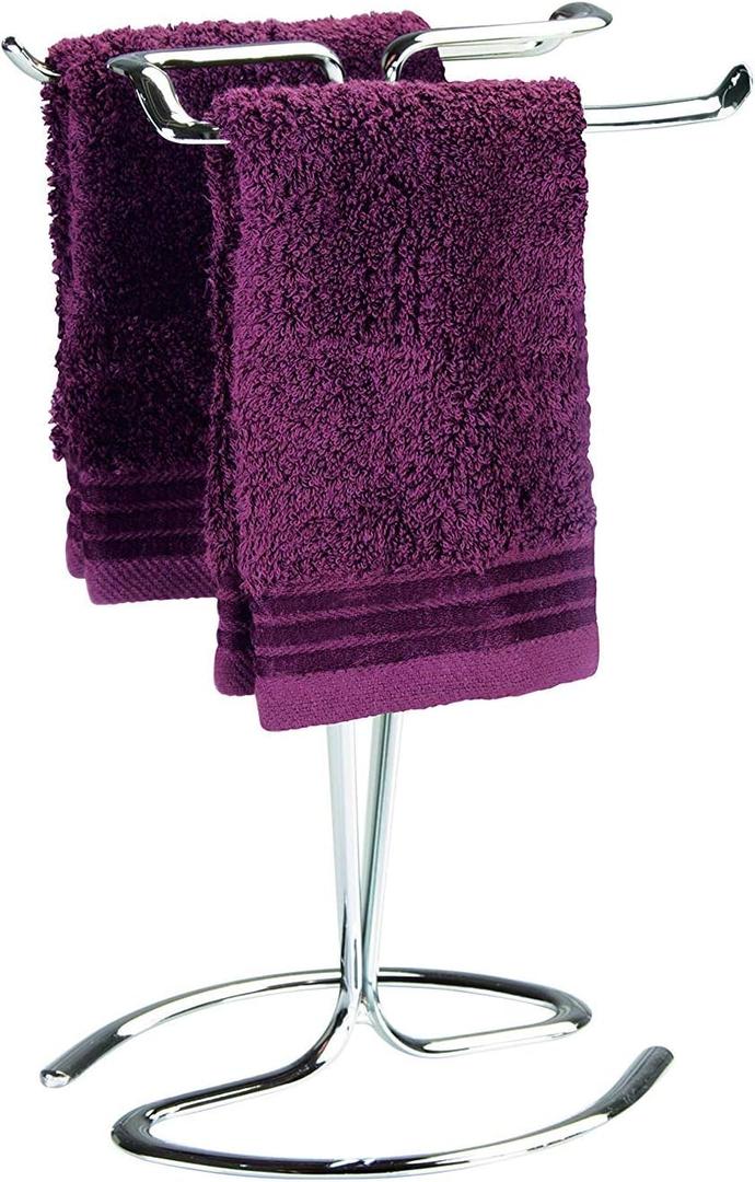 iDesign Metal Hand Towel Rack, The Axis Collection  Holds 2 Hand Towels, 7.75 x 6.25 x 13.5, Chrome
