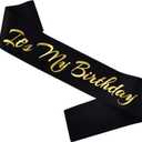 It's My Birthday Sash, Gold Foil Letter Black Birthday Sash for Women or Men Bday Party Supplies, Gifts for Bday Party Favors