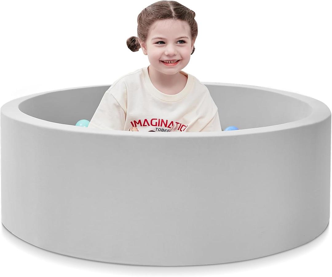 Foam Ball Pit, 35.4"x 11.8" Ball Pits for Toddlers, Soft Round Kiddie Baby Playpen Ball Pool for Kids, Ideal Gift for Babies Indoor and Outdoor Game, Grey, (Balls not Included)