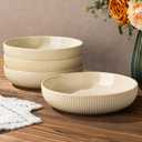 theterra 8.5'' Ceramic Pasta Bowls, Salad Bowls Set of 4, Stoneware Serving Bowls for Fruits, Noodle, Dinner, House-warming Wedding Present, Cappuccino