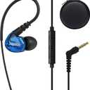 Stereo-to-Mono Single earbud with Mic and Control, Wired One Ear Earphone Headset w Over Ear Hook & Case for Cell Phones Laptop, In-ear Mono Headphone for Driving Sport Running Cycling, Right Ear Only