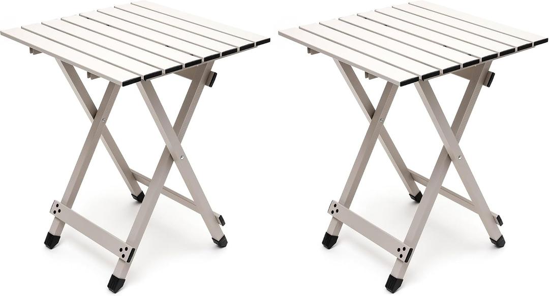 SUNNYFEEL Folding Camping Table - Lightweight Aluminum Portable Picnic Table, 18.5L x 18.5W x 24.5H Inch for Cooking, Beach, Hiking, Travel, Fishing, BBQ, Indoor Outdoor Small Foldable Camp Tables